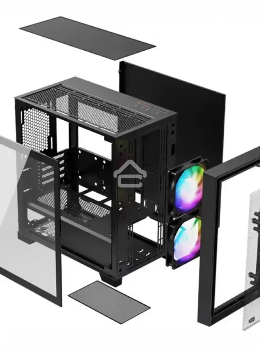 Компьютерный корпус без блока питания PCCooler C3D310 BK ARGB, Mini-Tower, TG, Mesh, 2x120mm ARGB, 2xUSB-A 3.0, mATX, mITX Black
