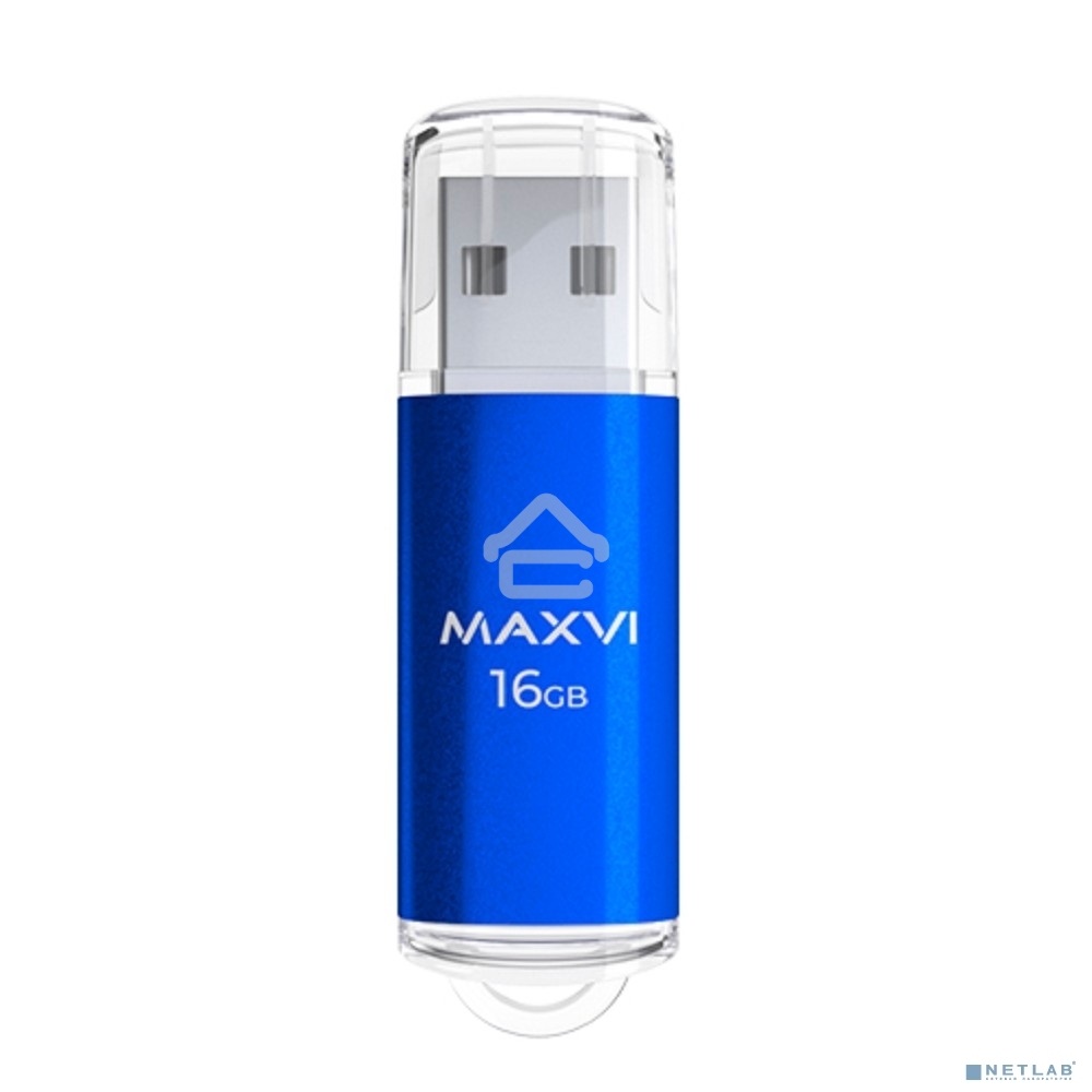 Флешка USB R/W Maxvi MP 16GB MP blue, монолит с колпачком, металл + ABS пластик