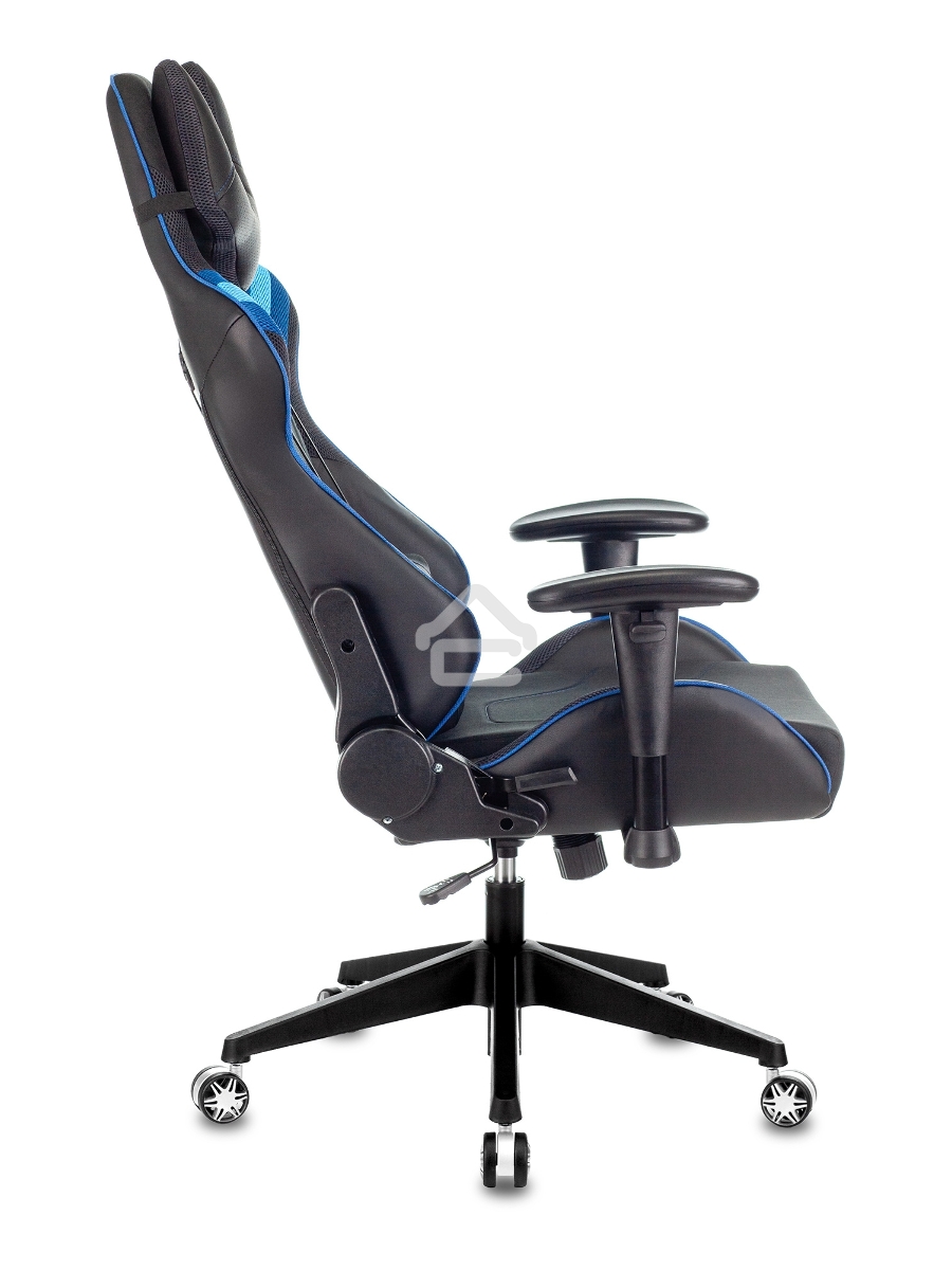 Кресло игровое Бюрократ VIKING 4 AERO BLUE черный/синий, искусст.кожа/ткань, две подушки