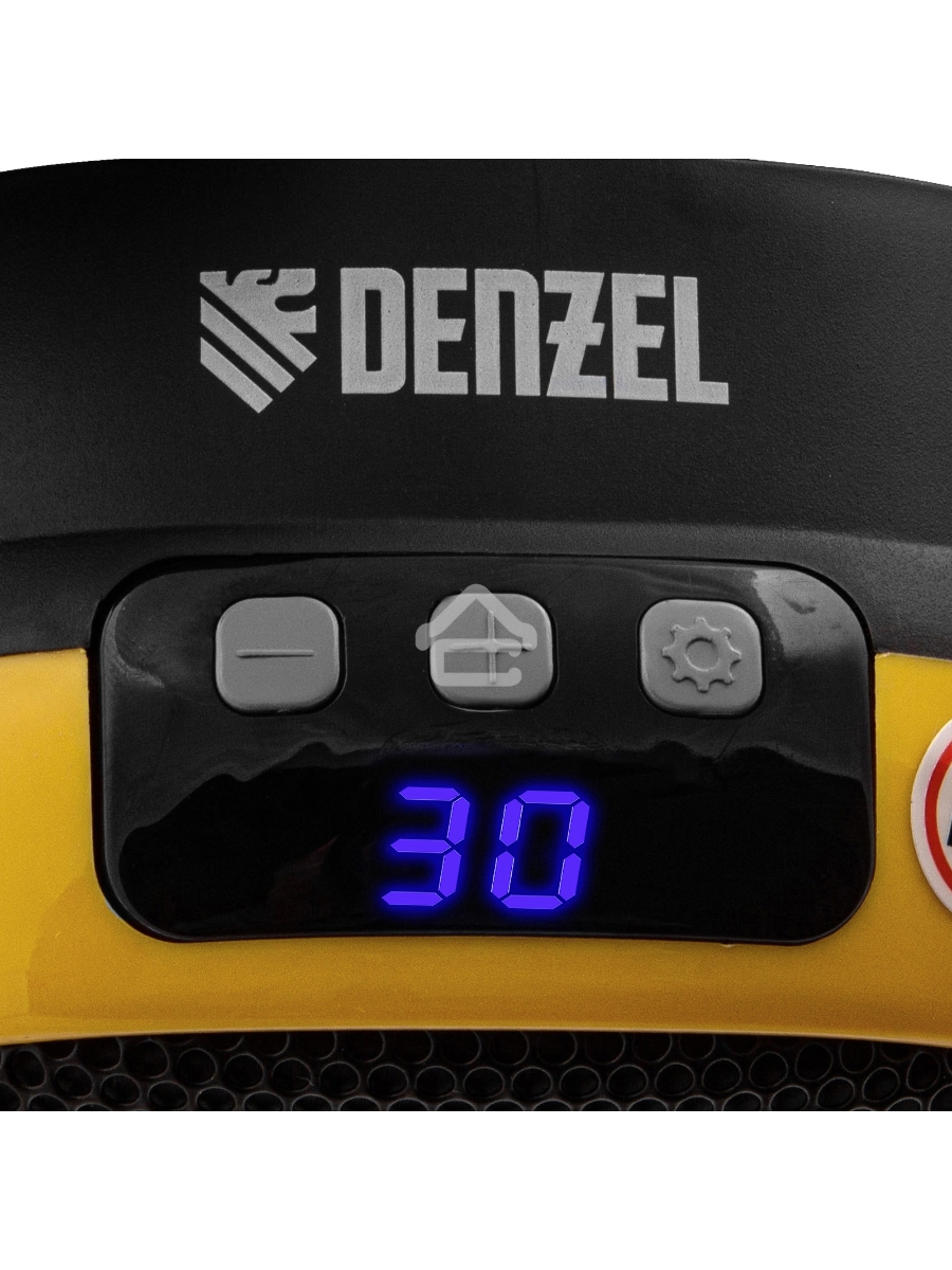 Тепловентилятор керамический Denzel DTFC-700 портативный, черный/желтый, 700 Вт, 10 м2, цифровой термостат