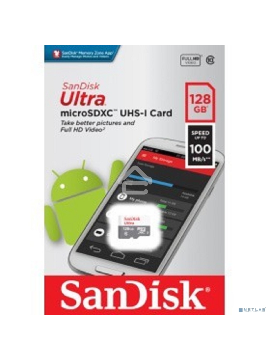 Флеш карта microSD 128GB SanDisk microSDXC Class 10 Ultra UHS-I 100MB/s