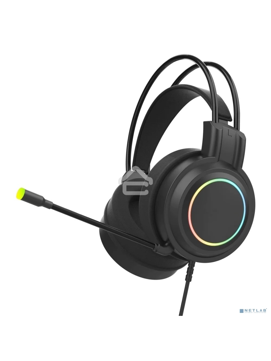 Perfeo игровая гарнитура RGF EARTH черная 1,8 м, разъем 3,5 мм (4 pin) и USB (LED), переходник