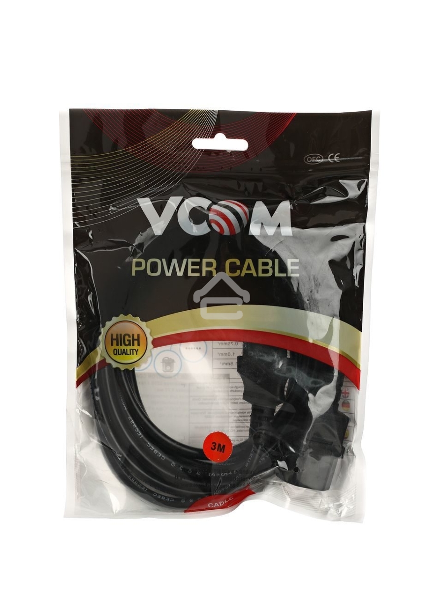 Кабель монитор - компьютер 220V (UPS -> устройство) VCOM <VDE> 3G*0.75mm (CE001-CU) 3м