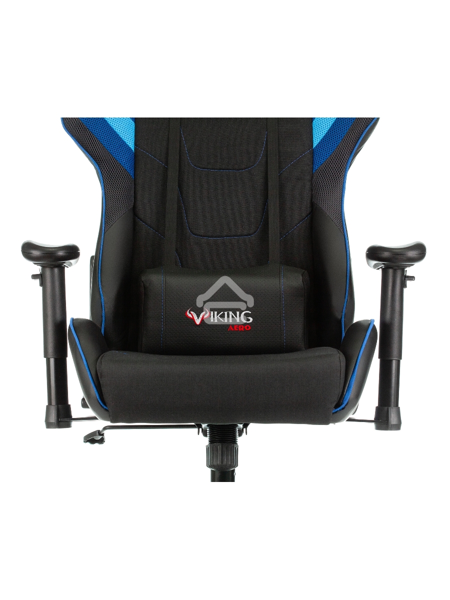 Кресло игровое Бюрократ VIKING 4 AERO BLUE черный/синий, искусст.кожа/ткань, две подушки