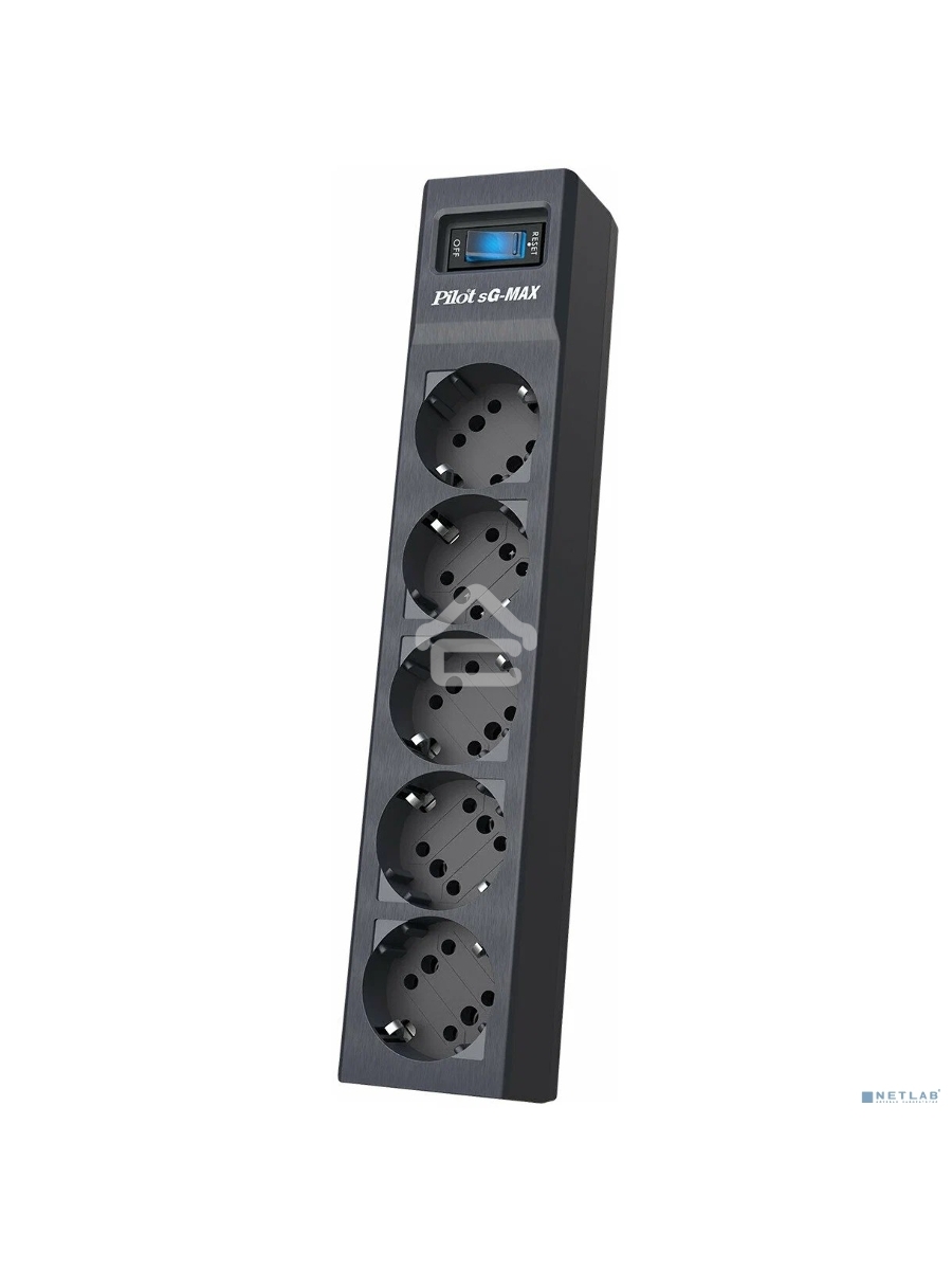 Сетевой фильтр Pilot sG-Max 5 outlets (GP), 15А/3.3 kVt, automatic circuit-breaker, 1.8 m, gfaphite