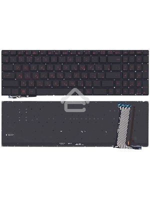 Клавиатура для ноутбука Asus G771, N551 черная без рамки с красной подсветкой
