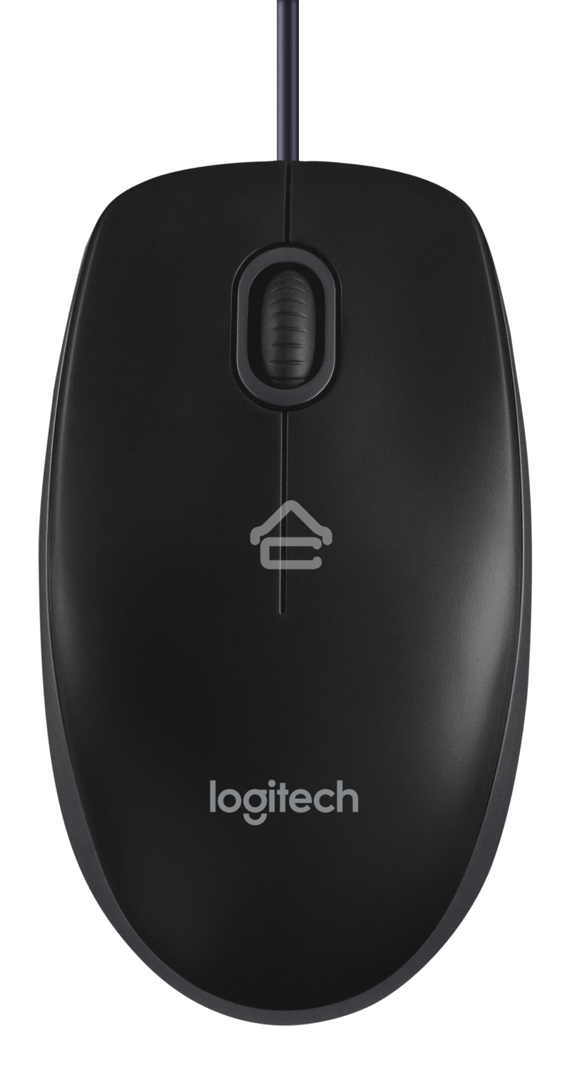 Мышь проводная Logitech B100 черный, 1000 dpi, USB, кнопки - 3