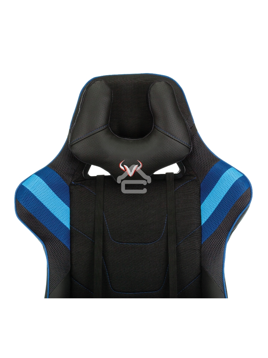 Кресло игровое Бюрократ VIKING 4 AERO BLUE черный/синий, искусст.кожа/ткань, две подушки
