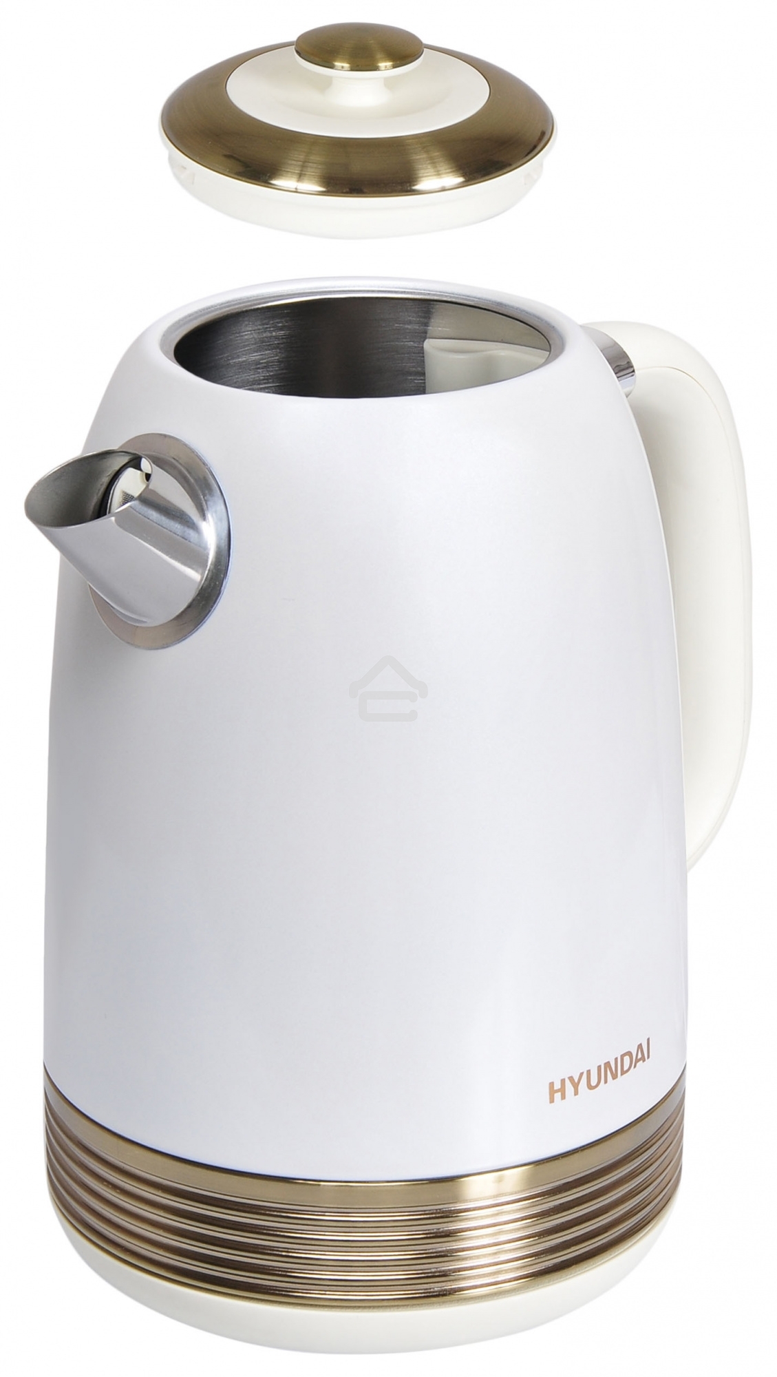 Чайник электрический Hyundai HYK-S4500 1.7 л, 2200 Вт, жемчужный/золотистый (корпус: нержавеющая сталь/пластик)
