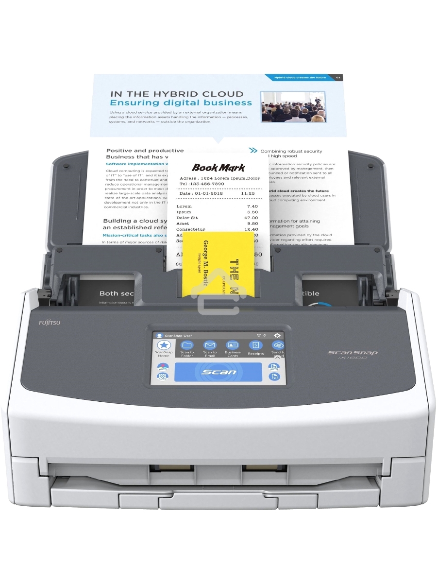 Документ сканер Fujitsu ScanSnap iX1600 А4, двухсторонний, 40 стр/мин, автопод. 50 листов, сенсорный дисплей, Wi-Fi, USB 3.2