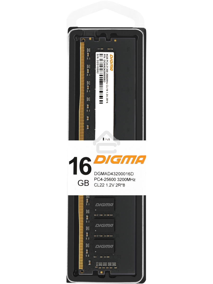 Оперативная память Digma, DDR4, 16GB (1x16 GB), 3200 MHz, CL22, DIMM