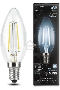 Лампа филам. Gauss 5Вт цок.:E14 свеча 220B 4100K св.свеч.бел.ней. C37 (упак.:10шт) (103801205)