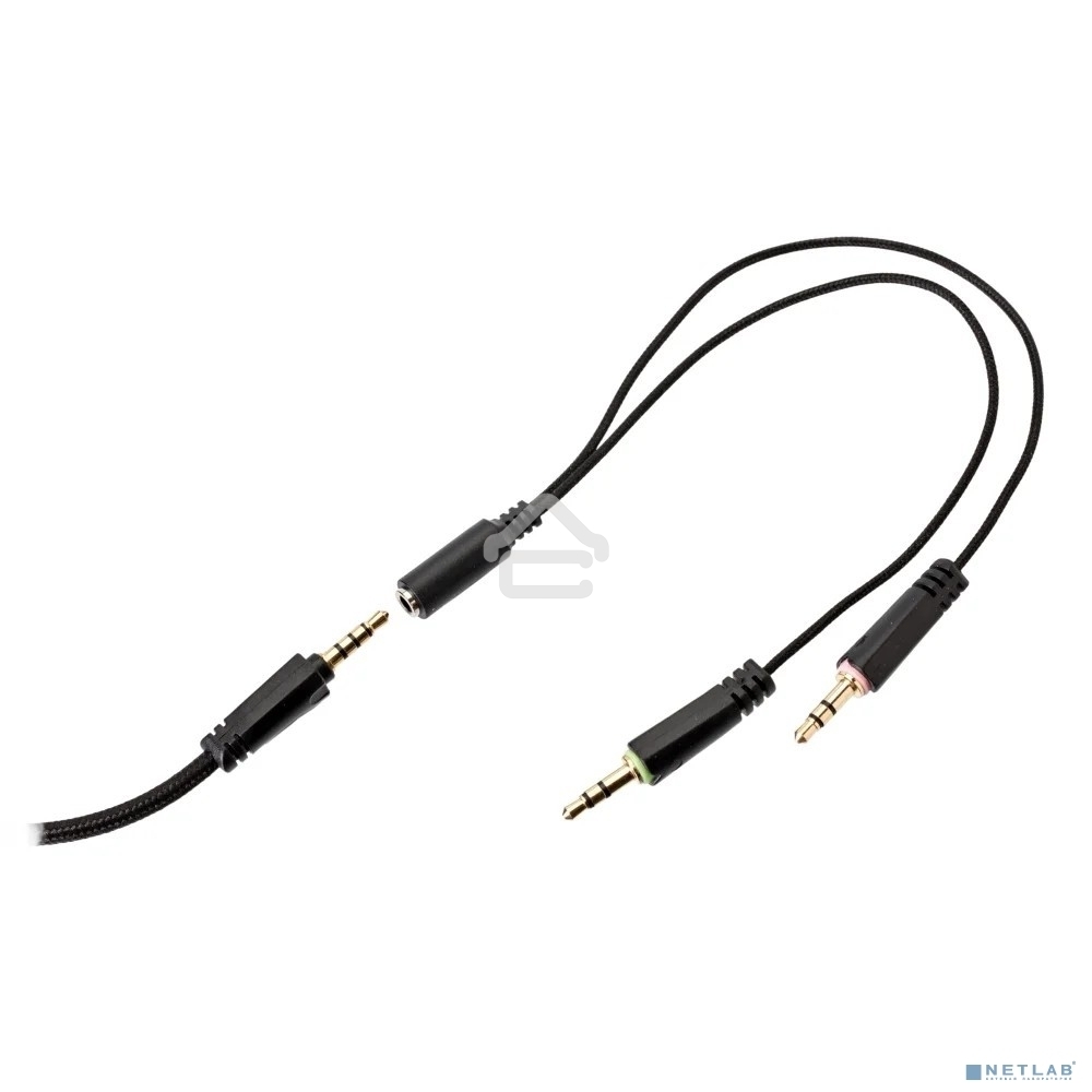 Гарнитура проводная игровая Perfeo RGF EARTH черная 1,8 м, разъем 3,5 мм (4 pin) и USB (LED), переходник