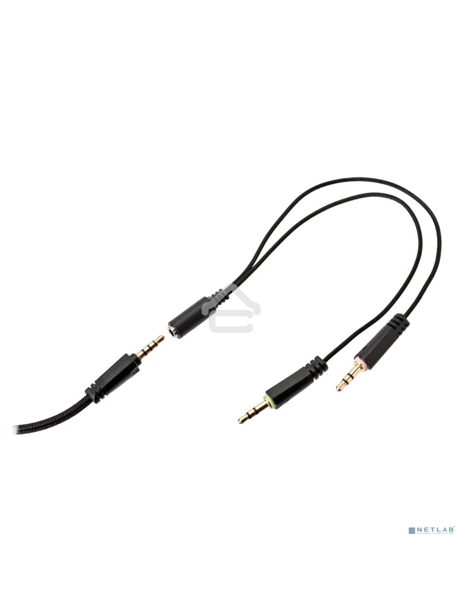 Perfeo игровая гарнитура RGF EARTH черная 1,8 м, разъем 3,5 мм (4 pin) и USB (LED), переходник