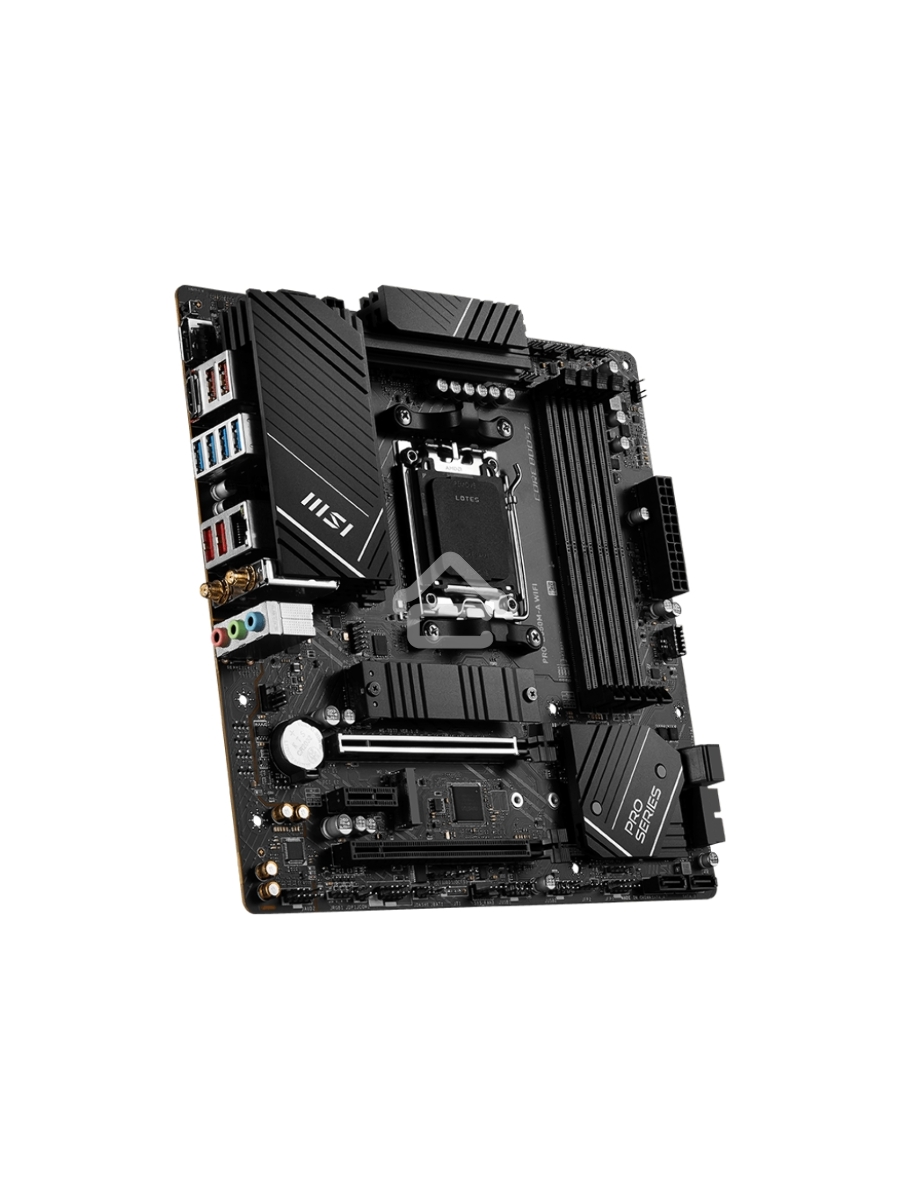 Материнская плата MSI PRO B650M-A WIFI, AM5, AMD B650, 4xDDR5, 4xSATA, 2xM.2, 1xPCI-E 4.0 x16, 1xPCI-E 4.0 x4, 1xDP, 1xHDMI, 1x2.5Gb LAN, 4xUSB 3.2 Gen 1, 4xUSB 3.2 Gen 2, 3x3.5 мм, 7.1, 802.11ax, 5.3, Micro-ATX