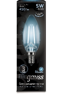 Лампа филам. Gauss 5Вт цок.:E14 свеча 220B 4100K св.свеч.бел.ней. C37 (упак.:10шт) (103801205)