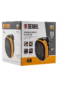 Тепловентилятор керамический Denzel DTFC-700 портативный, черный/желтый, 700 Вт, 10 м2, цифровой термостат