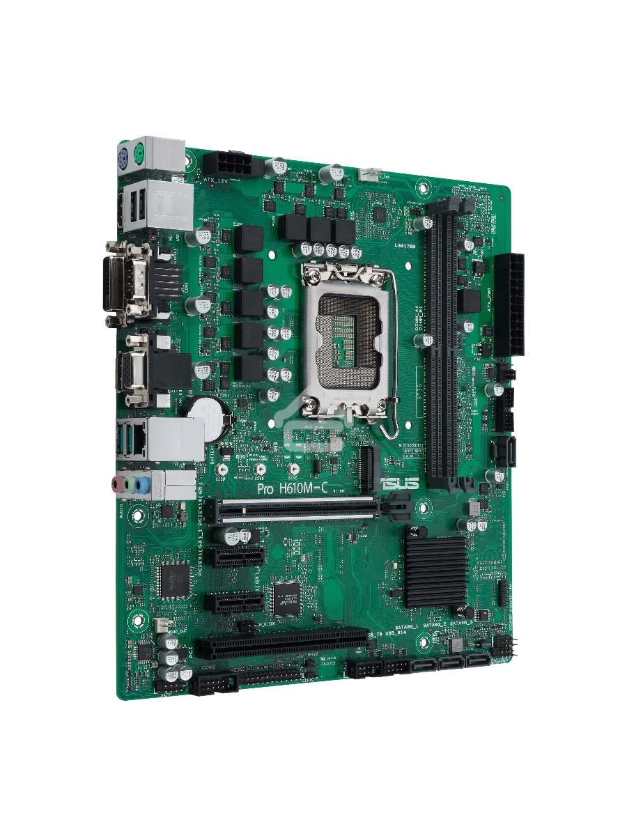 Материнская плата ASUS Pro H610M-C-CSM, LGA 1700, Intel H610, 2xDDR5, 4xSATA, 1xM.2, 1xPCIe 5.0 x16, 2xPCIe x1, 1xPCI, 1xHDMI, 1xDP, 1xDVI-D, 1xVGA, 1x 1Gb LAN, 2xUSB-A 3.2 Gen 2, 2xUSB-A 2.0, 3x3.5 мм, 7.1, mATX