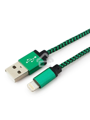 Кабель Gembird  USB 2.0 Cablexpert CC-ApUSB2gn1m, AM/Lightning 8P, 1м, нейлоновая оплетка, алюминиевые разъемы, зеленый, пакет