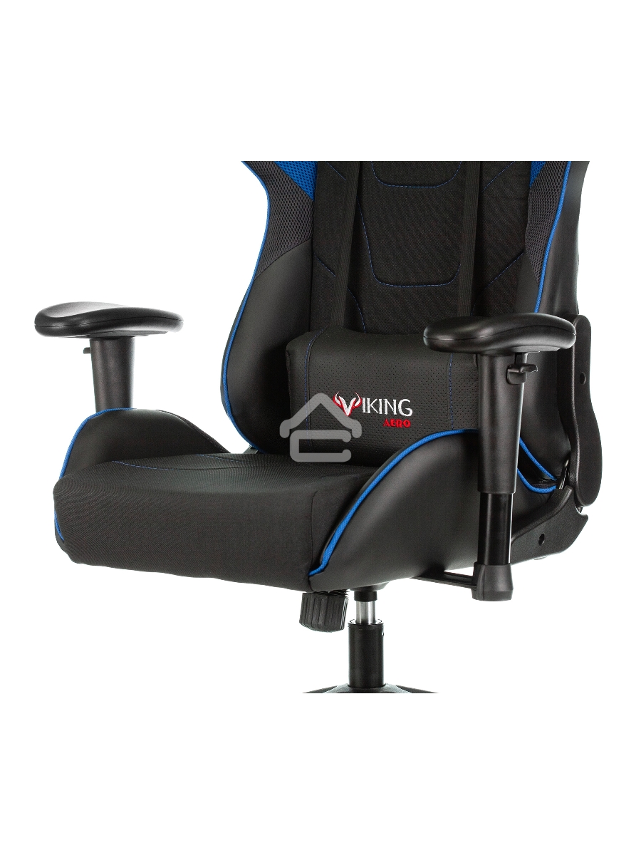 Кресло игровое Бюрократ VIKING 4 AERO BLUE черный/синий, искусст.кожа/ткань, две подушки