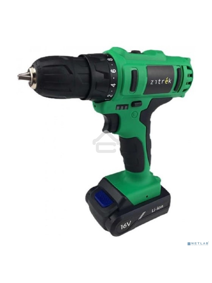 Дрель-шуруповерт Zitrek Greenpower 16-Li 063-4075, Аккумуляторная, 16В, 2 АКБ, Кейс
