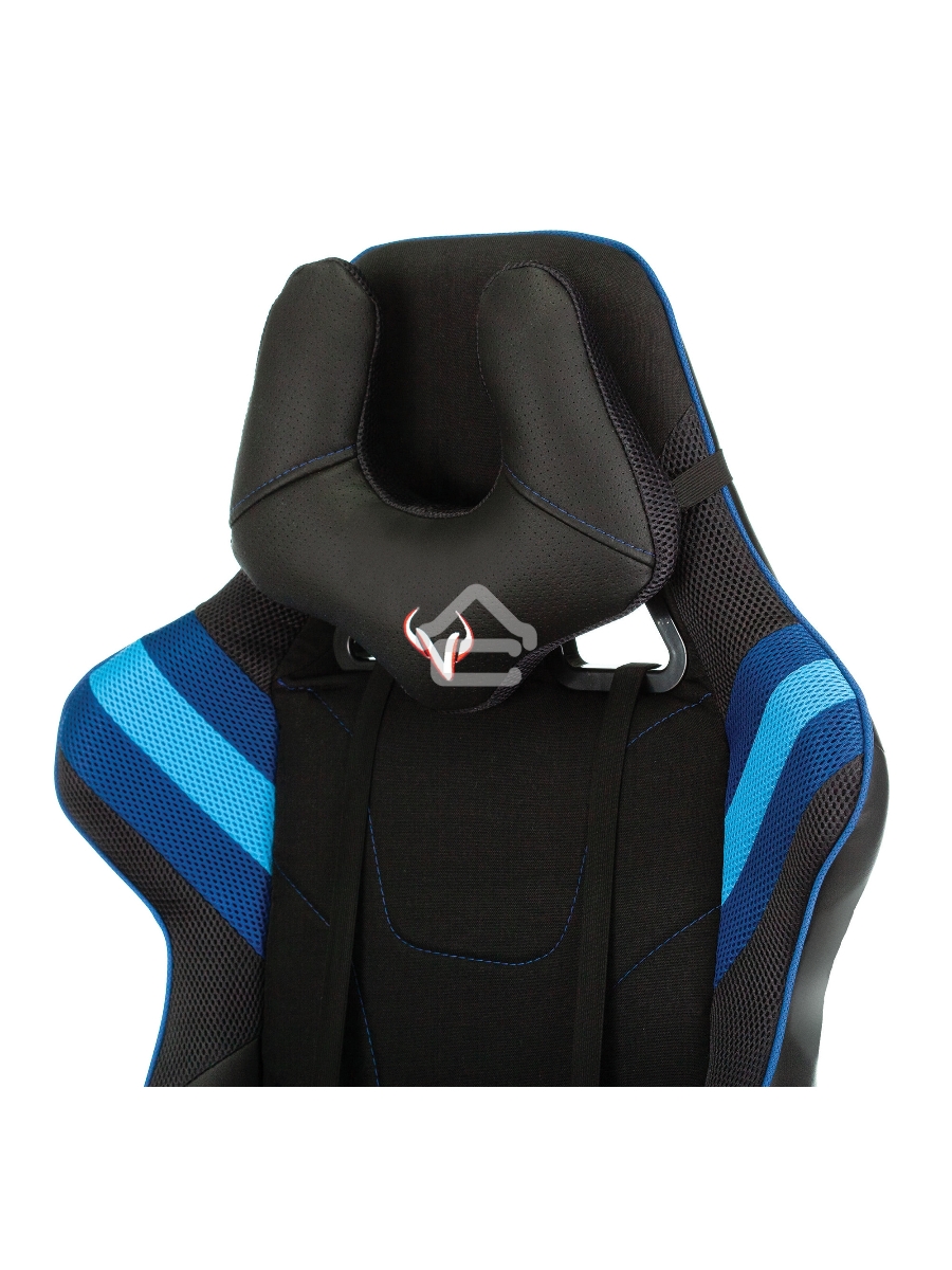 Кресло игровое Бюрократ VIKING 4 AERO BLUE черный/синий, искусст.кожа/ткань, две подушки