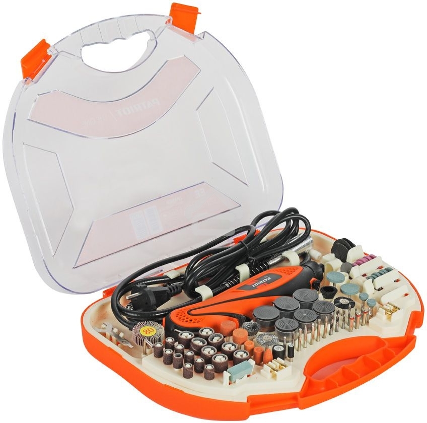 Прямошлифовальная машина (гравер) PATRIOT EE 111 с гибким валом, 140Вт, 210 насадок в комплекте, кейс