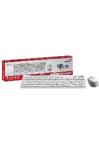 Комплект беспроводной Genius Smart KM-8230 WHITE, клавиатура+мышь, USB, 1 мини-ресивер на оба устройства. Клавиатура: 104 клавиши кнопка SmartGenius, клавиши т