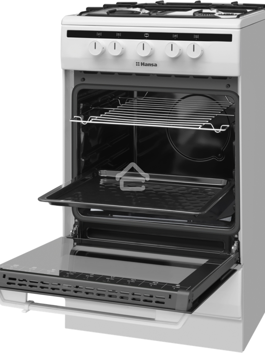 Плита газовая Hansa FCGW51001 белый, конфорок 4 шт, духовка 56 л, 50 см x 85 см x 60 см