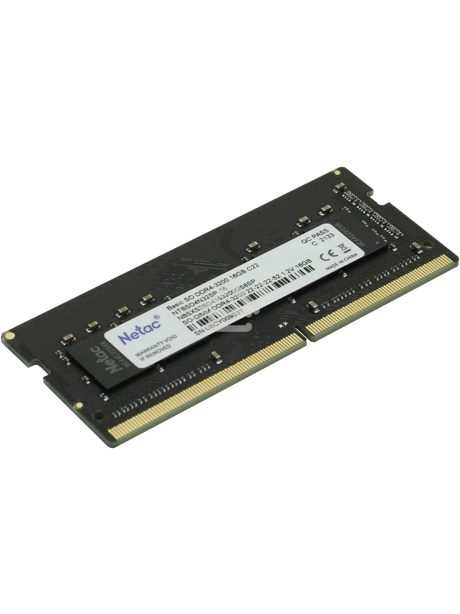 Оперативная память NETAC Basic, DDR4, 16GB (1x16GB), 3200MHz, CL22, SO-DIMM