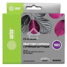 Картридж струйный Cactus CS-LC985M пурпурный (15 мл) для Brother DCPJ315W/DCPJ515W/MFCJ265W
