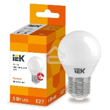 Лампа светодиодная ECO G45 5Вт шар 3000К теплый белый E27 450лм 230-240В ИЭК LLE-G45-5-230-30-E27