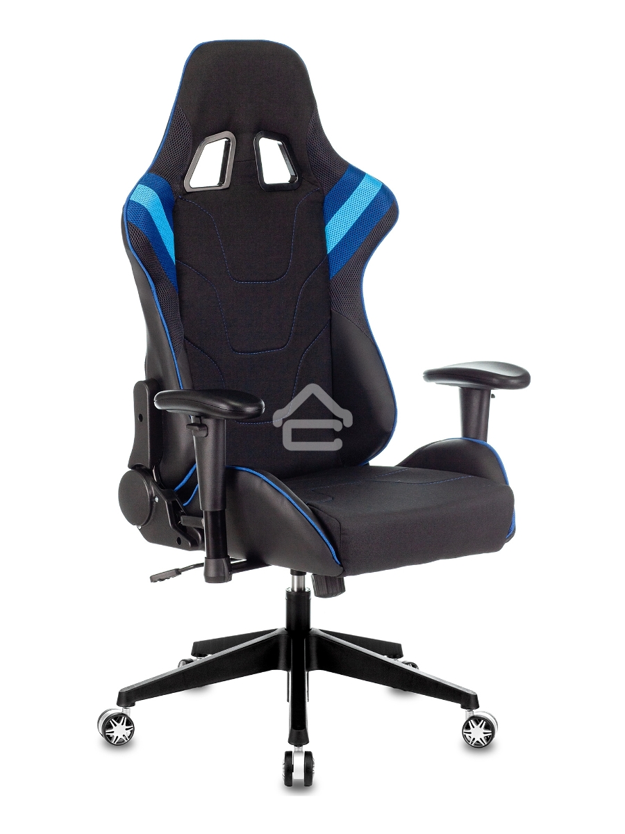 Кресло игровое Бюрократ VIKING 4 AERO BLUE черный/синий, искусст.кожа/ткань, две подушки