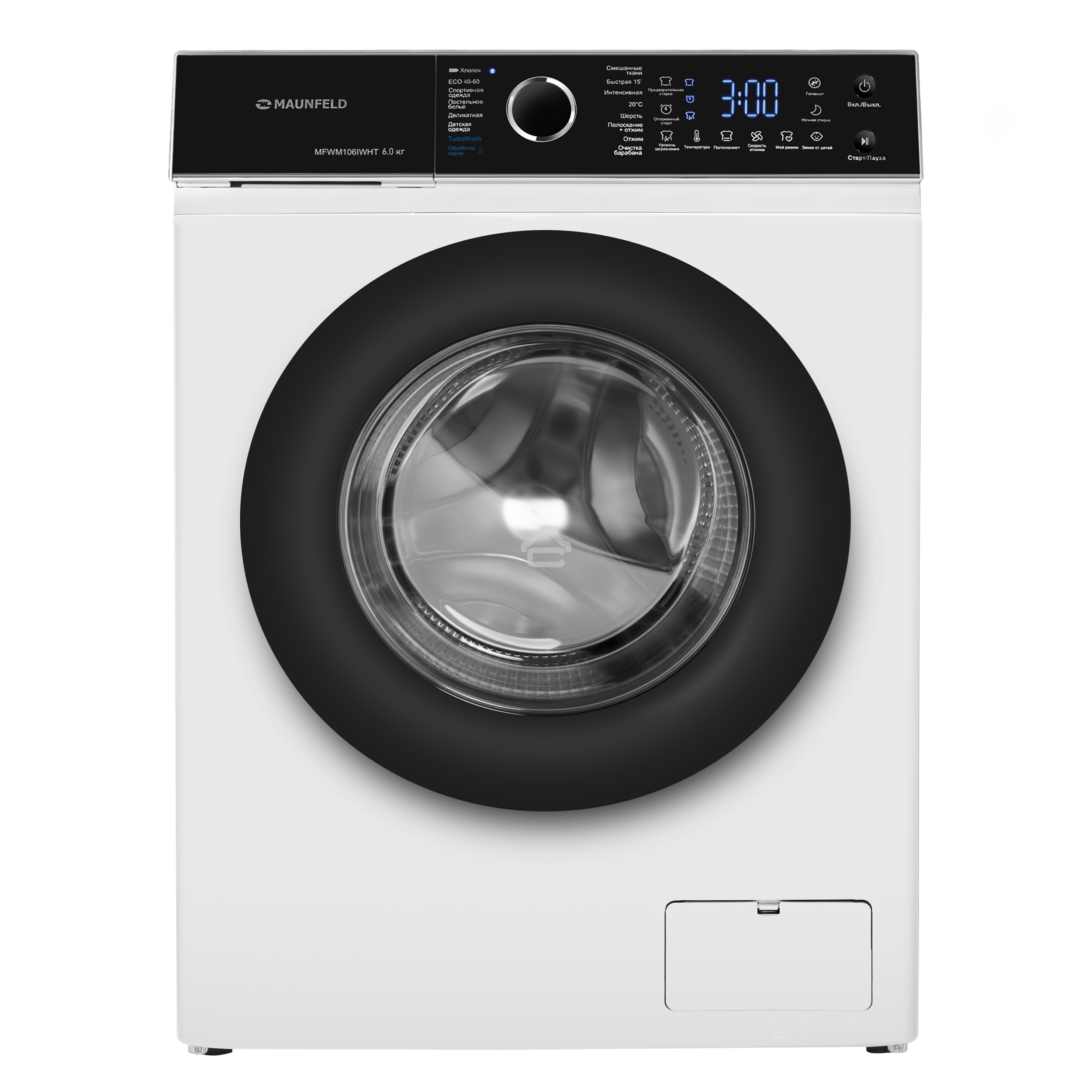 Стиральная машина Maunfeld MFWM106IWHT белый, фронтальная загрузка 6 кг, 1000 об/мин, класс А+++