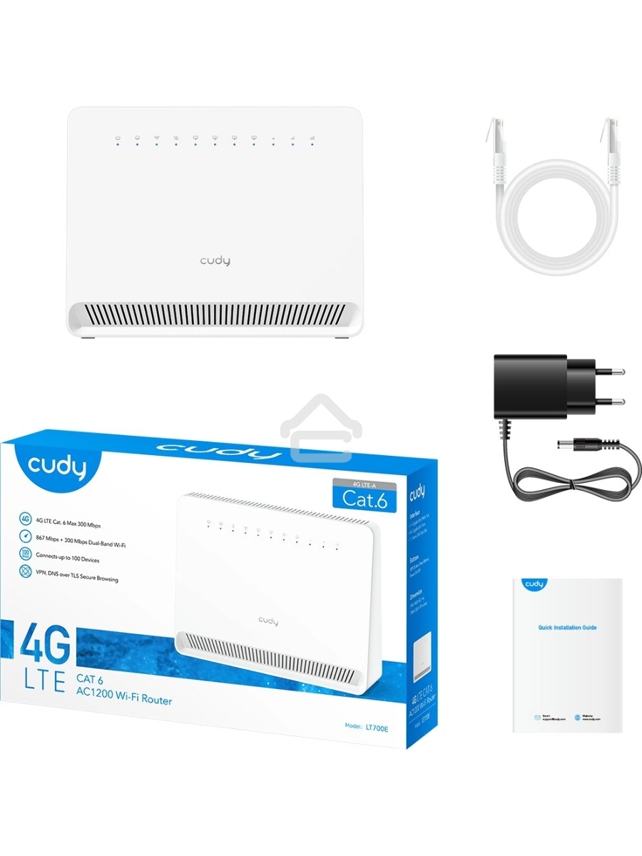 Маршрутизатор AC1200 Wi-Fi 4G LTE Cat 6 Gigabit Router, 4 10/100/1000M RJ45 Ports,  Nano SIM Slot, Quectel module inside,build-in 4G LTE modem, 300Mbps at 2.4GHz + 867Mbps at 5GHz, Internal Antennas,  PPTP/L2TP/OpenVPN/WireGuard VPN, DNS over Cloudflare/G
