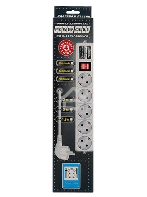 Сетевой фильтр Powercube SPG-B-15-WHITE 5м (5 розеток) белый (коробка)