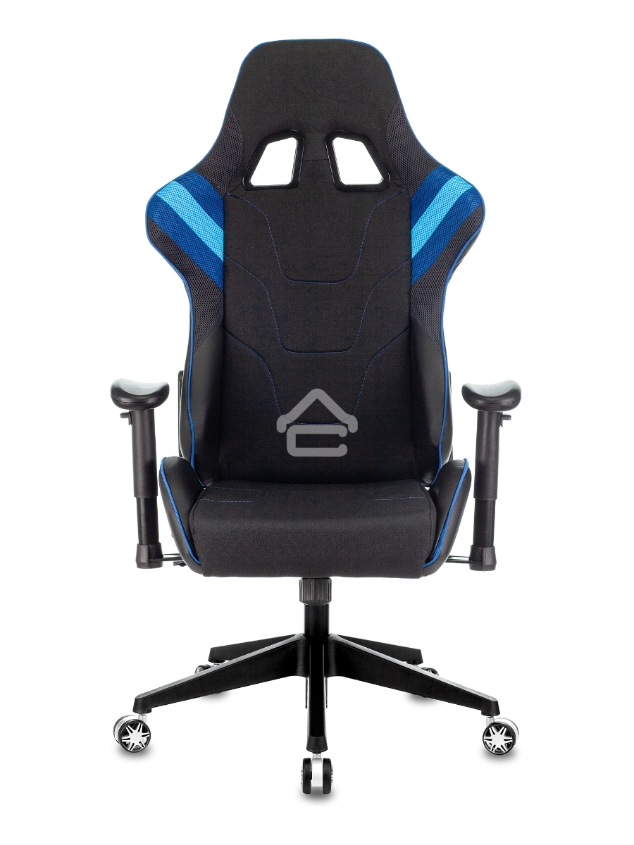 Кресло игровое Бюрократ VIKING 4 AERO BLUE черный/синий, искусст.кожа/ткань, две подушки