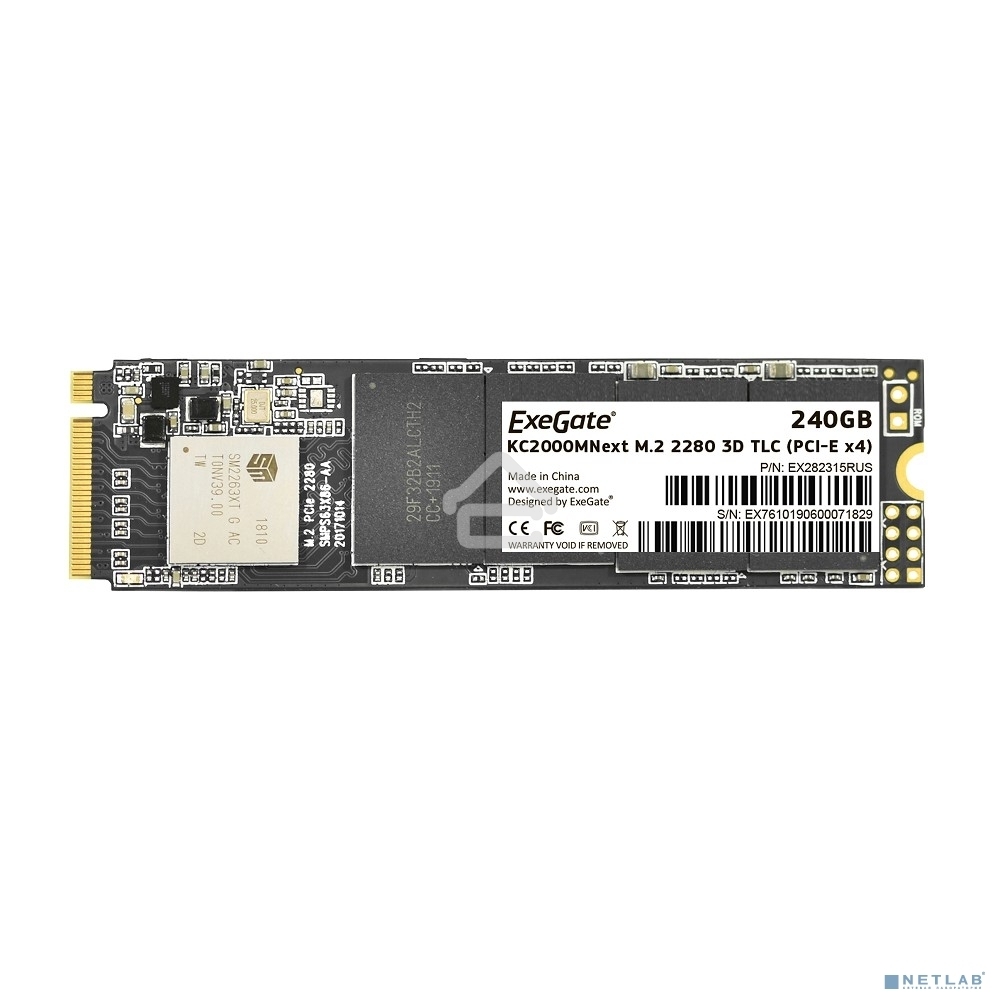 Накопитель SSD ExeGate Next KC2000TP240, 240Gb, M.2 2280, PCIe 3.0 x4, NVMe, R/W 1400/850