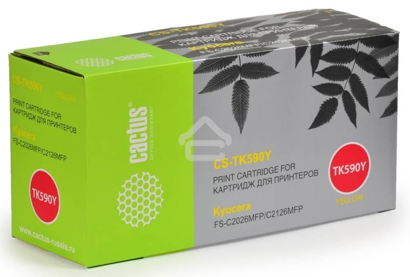 Картридж лазерный Cactus CS-TK590Y желтый (5000 стр.) для Kyocera FS-C2026MFP/C2126MFP/C2526MFP/C2626MFP/C5250DN