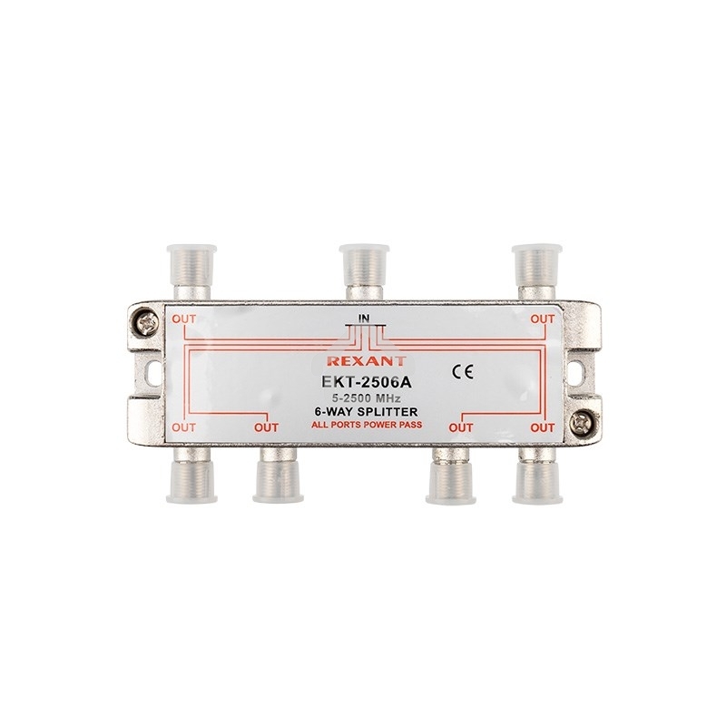 Делитель ТВ Rexant х 6 под F разъем 5-2500 МГц 