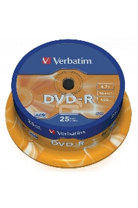 Диск DVD-R Verbatim 4.7Gb 16x Cake Box (25шт) (43522)