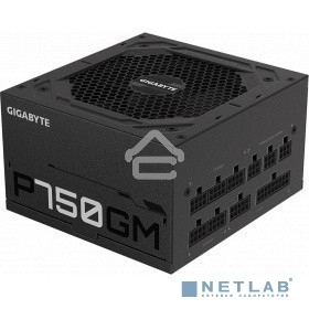 Блок питания Gigabyte P750GM (GP-P750GM), 750Вт, 80 PLUS Gold, 120мм, модульный, черный