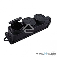 Розетка трехместная с защит. крышками каучуковая 230В 2P+PE 16A IP44 EKF PROxima