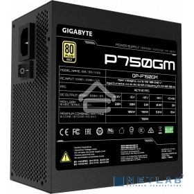 Блок питания Gigabyte P750GM (GP-P750GM), 750Вт, 80 PLUS Gold, 120мм, модульный, черный