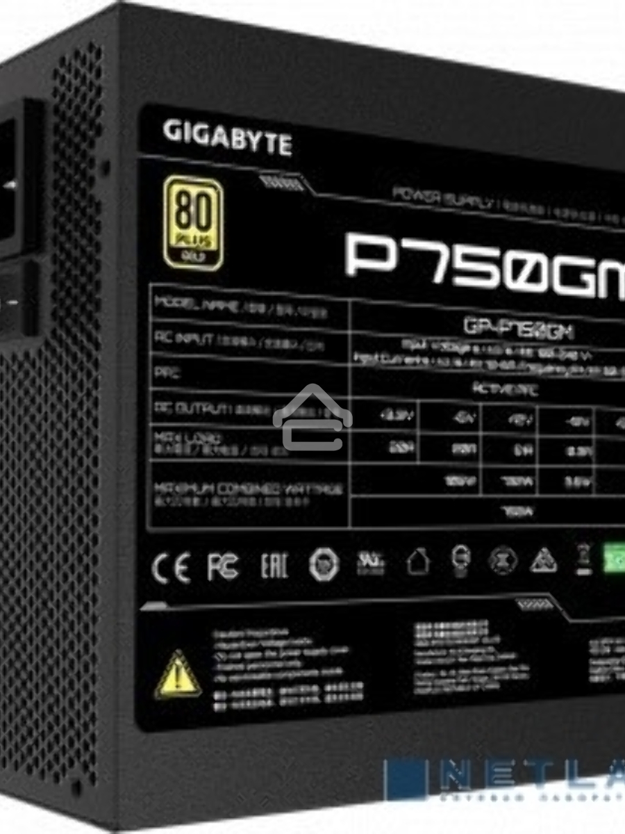 Блок питания Gigabyte P750GM (GP-P750GM) , 750Вт, 80 PLUS Gold, 120мм, модульный, черный