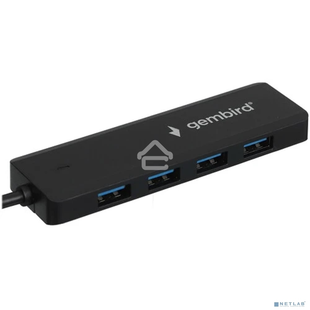 Концентратор USB 3.0 Gembird UHB-C414, 4 порта, кабель 19см, с доп питанием (Type-C)