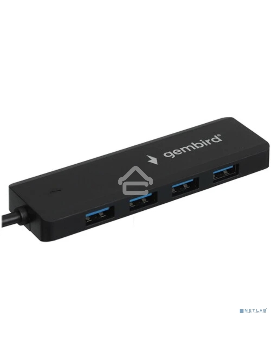 Концентратор USB 3.0 Gembird UHB-C414, 4 порта, кабель 19см, с доп питанием (Type-C)