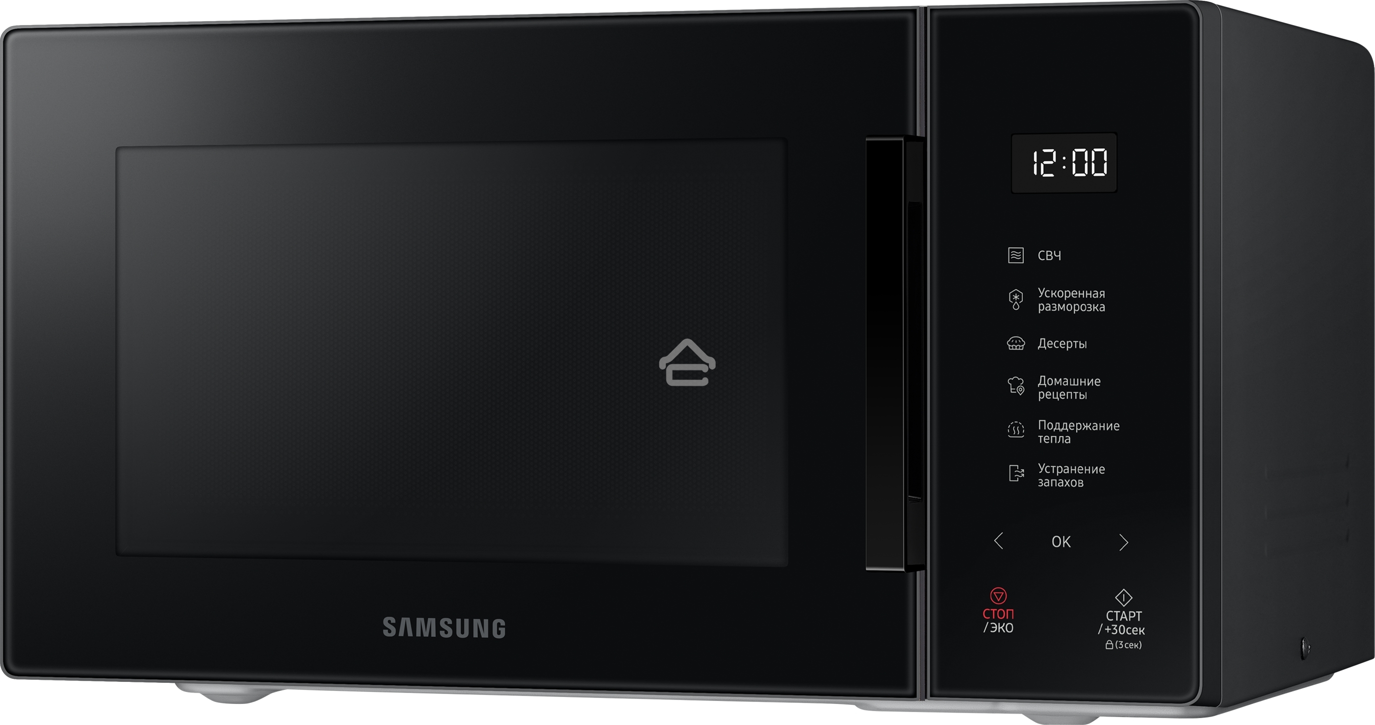 Микроволновая печь Samsung MS23T5018AK/BW черный, 23 л, 800 Вт, переключатели - сенсор