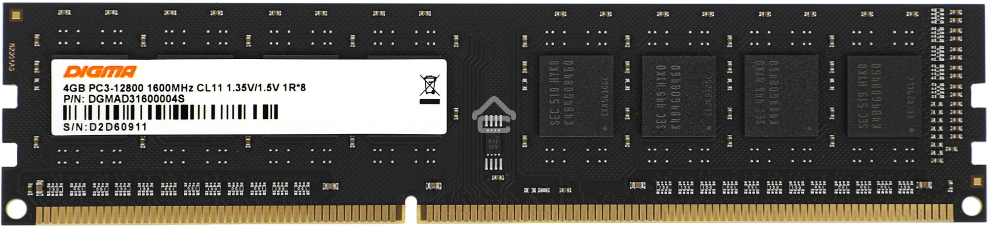 Оперативная память Digma, DDR3, 4GB (1x4GB), 1600MHz, CL11, DIMM