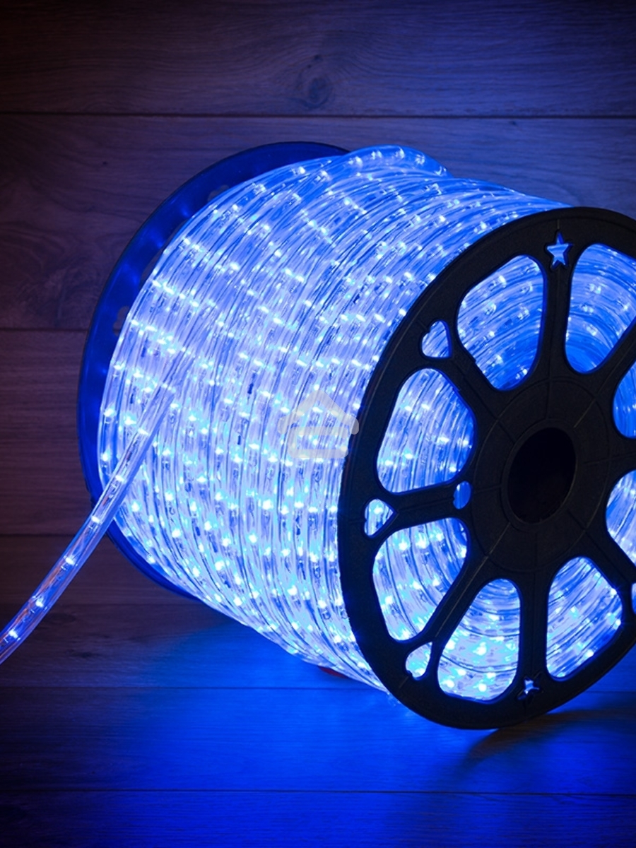 Дюралайт LED, постоянное свечение (2W) - синий, 24 LED/м, Ø10мм, бухта 100м